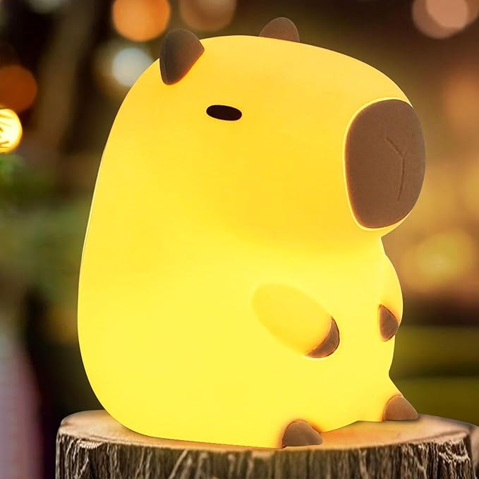 Capybara Night Light for Kids - Safe Squishy Silicone Nursery Light with Timer,Dimmable & Rechargeable Touch Bedside Lamp, Cute Capybara Gift for Boys Girls Toddlers, Baby & Kids Room Decor