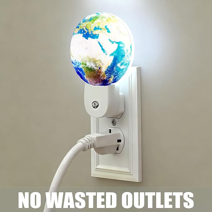 Plug-in Earth Night Light Earth Globe Night Lights Plug into Wall with Auto on/Off Sensor, 0.5W LED Nightlight for Bedroom Bathroom Kitchen Hallway