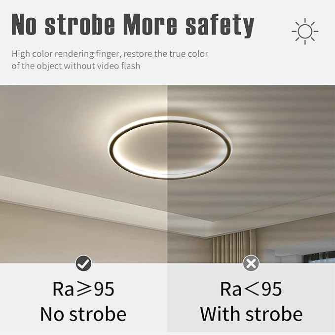 19.68 Inch Flush Mount Ceiling Light, 40-60W Round LED Ceiling Light Fixtures, Thin Modern Ceiling Lamp, Close to Ceiling Lights for Bedroom, Kitchen, Living Room, 3 Color Temperature Selectable