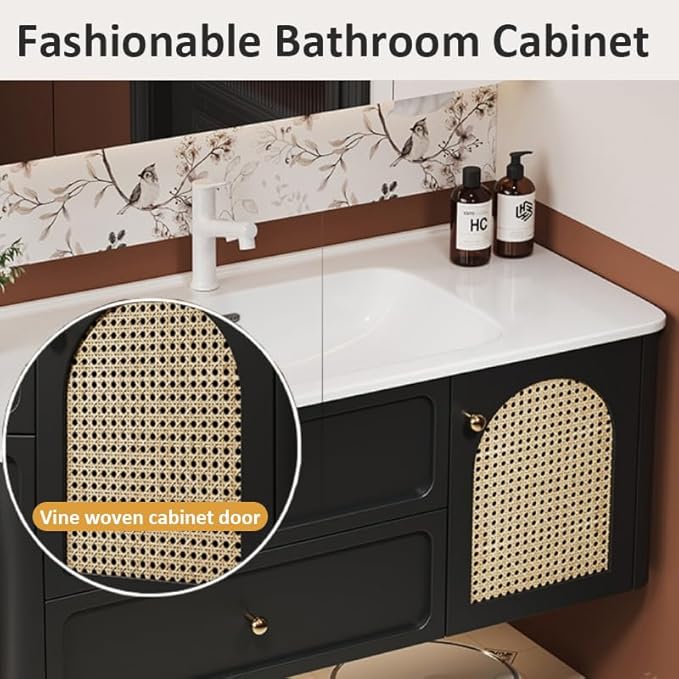 52in Bathroom Vanity - A Floating Design with Sink & Intelligent Defogging Mirror, Paired with Graceful Ambient Lighting，Our Wood-Based, Modern | Lavish Bathroom Vanity
