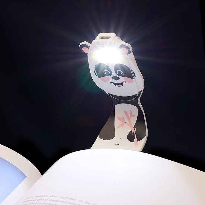 Gifts for Readers & Writers Bookmark Reading Lights Panda 2in1 Clip On Bookmark Kids Light for Reading in Bed, Rechargeable Travel Cute Lights, 20 Lumen LED