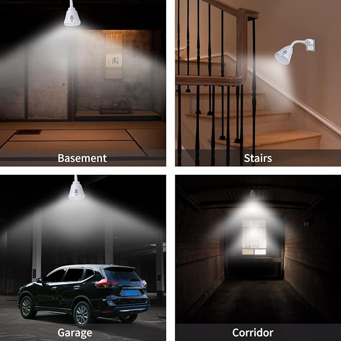 Plug in Motion Sensor Night Light, LED Infrared Sensor Light 6W Light AC 85-265V PIR Infrared Sensor Motion Detector Light Bulb Lamp (White Light, US Plug)