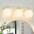 Tuscarora Bathroom Light Fixtures Gold Vanity Light 3 Light Wall Sconces Lighting Brushed Brass Bathroom Lights Bath Wall Lights Wall Lamp for Mirror Kitchen (Brushed Gold & Milk Glass)