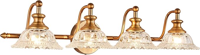 Bathroom Light Fixtures 4 Lights Vanity Lighting Fixtures Matte Brass Vintage Vanity Light Fixture Vanity Lights for Bathroom