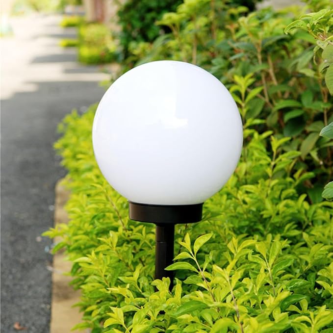 NOLITOY 4Pcs Solar Sphere Garden Lights with Warm Glow, Weatherproof Outdoor Pathway LED Lawn Lamps, Solar Panel Powered Yard Bubble Ball Lights for Patio and Lawn