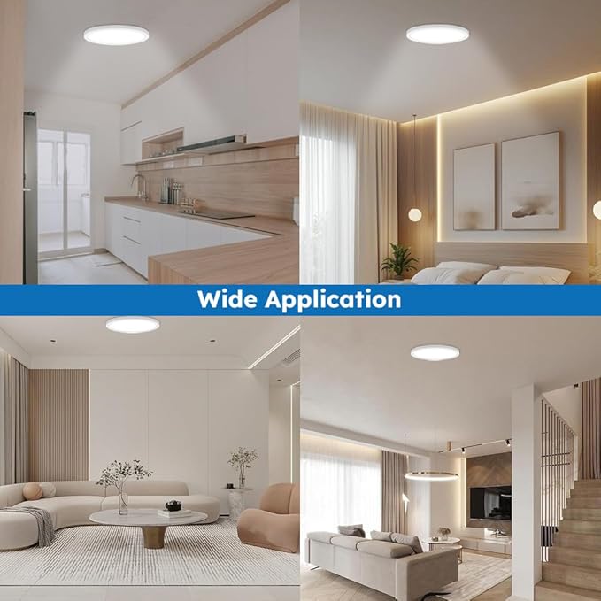 6-Pack LED Flush Mount Ceiling Light, Slim 3CCT Selectable 3000K-5000K, Triac Dimmable, Easy J-Box Installation, White Finish, Ideal for Bedroom, Kitchen,Hallway. (7 inch)