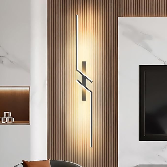 Modern Linear Wall Sconce, Minimalist Black LED Wall Light, Geometric Contemporary Wall Decor Wall Light for Living Room, Bedroom Background, Hallway Accent Lighting
