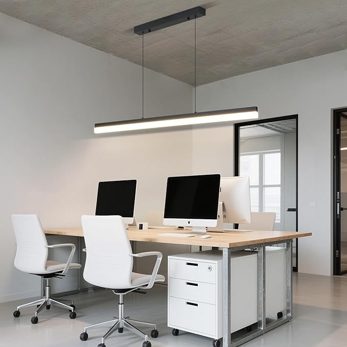 Modern Linear Pendant Light, 47IN Modern Chandelier with Remote Control 3000k-6500K Adjustable Color Temperature，Aluminum Island Lighting Lamp for Dining Room, Living Room
