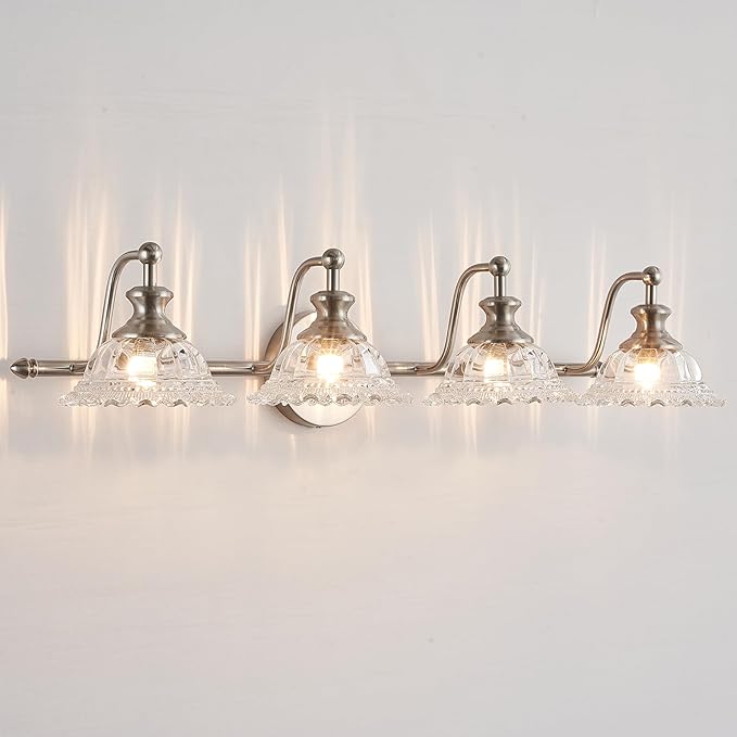 29.7" Bathroom Light Fixtures Brushed Nickel 4 Light Vanity Light