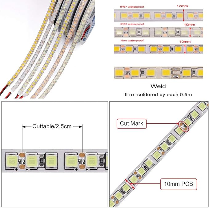 LED Light Strip, 16.4ft 600 Units SMD 5054 LEDs(5050 Upgraded), 16000LM Flexible 12V DC Waterproof IP65 Light Strips, LED Ribbon, DIY Christmas Home Kitchen Indoor Party Decoration (Pink)