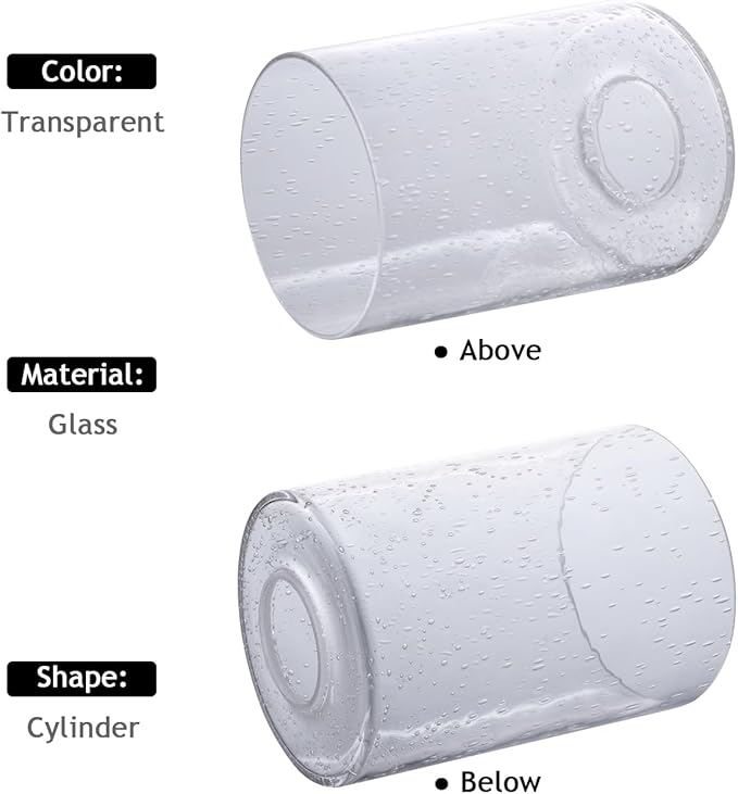 3 Pack Clear Bubble Glass Lamp Shade Replacement,4in Diameter 6in Tall, E26 Base 1-5/8 Inch Fitter, Cylinder Glass Globe Cover for Light Fixture