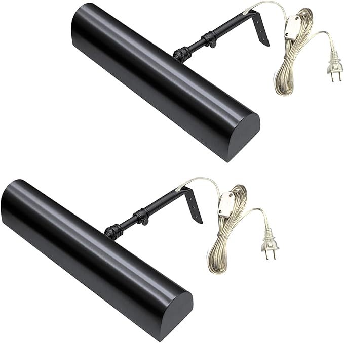 Royal Designs, Inc. Plug-in Picture Light, Gallery Lighting, 12 ft Cord with in-Line Hi/Low/Off Switch, PLP-2012-12-BLK-2, Black, 12.75 Inches, Pack of 2