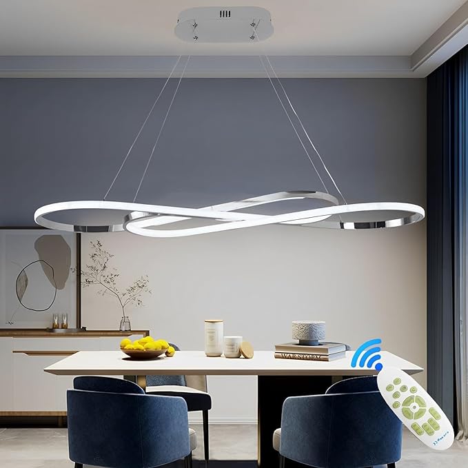 Modern Pendant Light Dimmable Modern for Dining Room Chandelier Light Fixture Over Table with Remote,Minimalist Kitchen Island Lighting