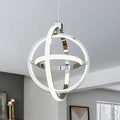 Modern LED Pendant Light Chrome Pendant Lights 4000K Dimmable External Glow Height Adjustable Pendant Lighting for Kitchen Island Dining Room Bedroom Living Room Foyer（3-Ring）