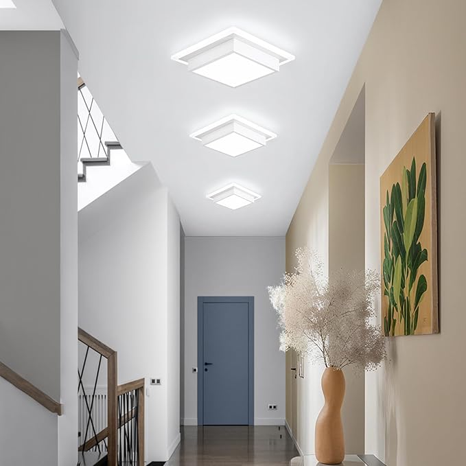 Modern LED Ceiling Light Fixtures, Small Flush Mount Light Fixture, Hallway Light Fixtures 32W 6000K, Square Kitchen Ceiling Light for Living Room Bedroom Bathroom Kitchen