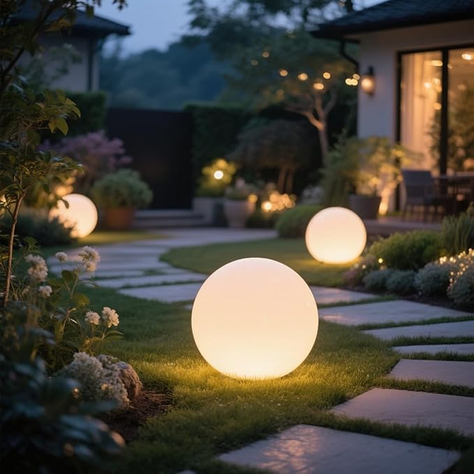 16 Inch Ultra-Fun LED Ball Light, Rechargeable Globe Floor Lamp w/Remote, 16 RGB Color Changing LED Glowing Orb Light, Waterproof Outdoor Ambiance Lighting, Pool Party Garden Patio Decor