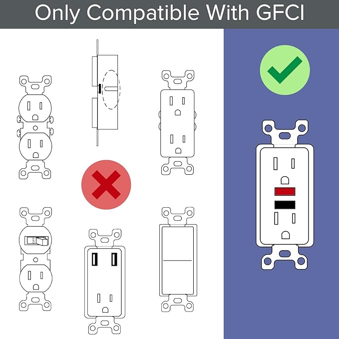 3 Pack - SnapPower GuideLight [for GFCI Outlets Only] - Night Light - Electrical Outlet Wall Plate With LED Night Lights - Automatic On/Off Sensor - (GFCI, Black)