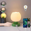 Bedside Table Lamps Touch Dimmable with USB Ports and outlets Charging Station, Desk Small Nightstand Light for Bedroom Living Room Office Reading Home Decor Gifts LED Edison Warm Bulb Included