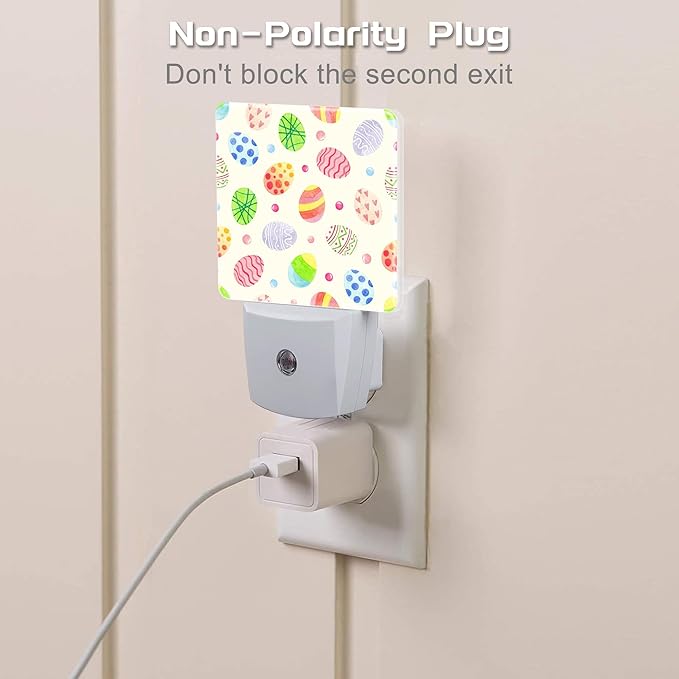 Colorful Easter Eggs Night Light, Happy Easter Dusk to Dawn Night Light Plug in,0.5w Energy Saving Sleep Friendly NightLight for Kids Boys Girls Home Decor