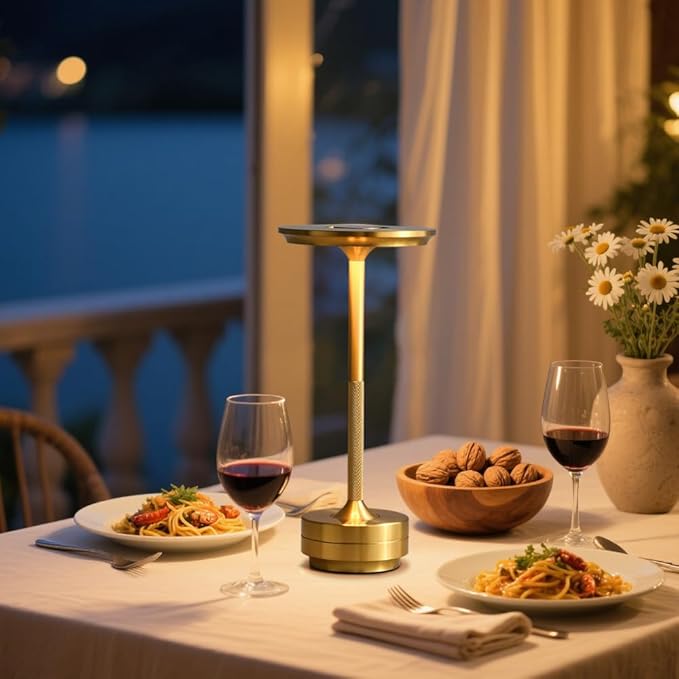EJQ Cordless Table Lamp Rechargeable, Portable Outdoor Camping Lamps with 5000mAh Battery 3 Color Stepless Dimming LED Bedside Table Light, Modern Table Lamp for Dinning/Outdoor/Bar/Patio(Gold)