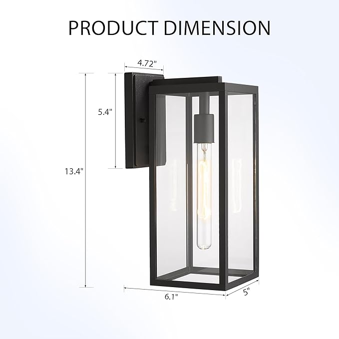 Bestshared Outdoor Wall Lantern, Anti-Rust Outdoor Wall Sconce Light Fixtures, Front Door Mount Light, Exterior Lighting Fixture, Porch Lamp with Clear Glass (Black, 3 Pack)