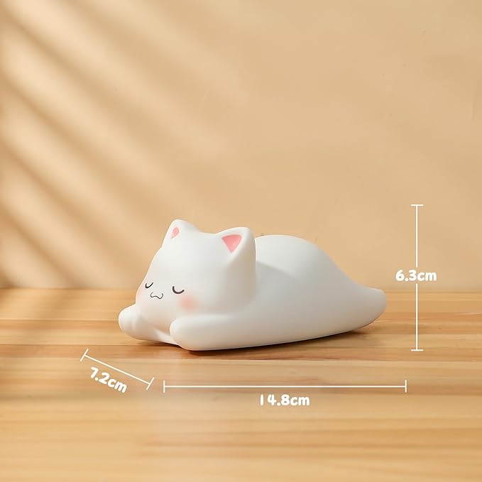 LOVERUIS Cute Night Light for Kids Cat Night-Light Baby Girl Squishy NightLight 1/3 Hour Timer Kitty Light Dimmable Nursery Lamp Colorful Nightlight Gift for Kid Toddler Kawaii Bedroom (CAT)