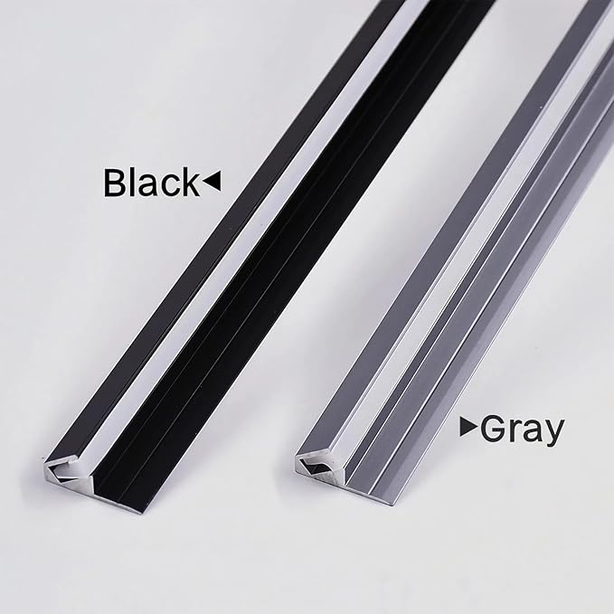 JARBIH 5Pack Surface Mounted LED Linear Aluminum Profile, 45 Degree Led Bars Invisible Oblique Beam Lamp Bookcase Layer Shelf Led Channel Kitchen Closet Hidden Lighting(100cm, Gray)