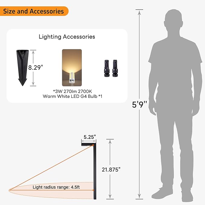 Gardenreet LED Pathway Lights Brass, 12V Landscape Path Lights Wired, Low Voltage Walkway Lights Outdoor Waterproof, L Shape Black for Backyard Garden with 3W 270LM 2700K G4 Bulb 8 Pack