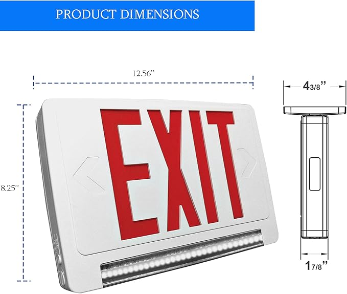 Ciata 2 Pack Ultra Bright Energy-efficient Lighted Exit Signs with Battery Backup, Indoor Led Emergency Exit Sign, Battery Powered Exit Sign, Exit Signs for Business, Led Adjustable Light Pipe Combo