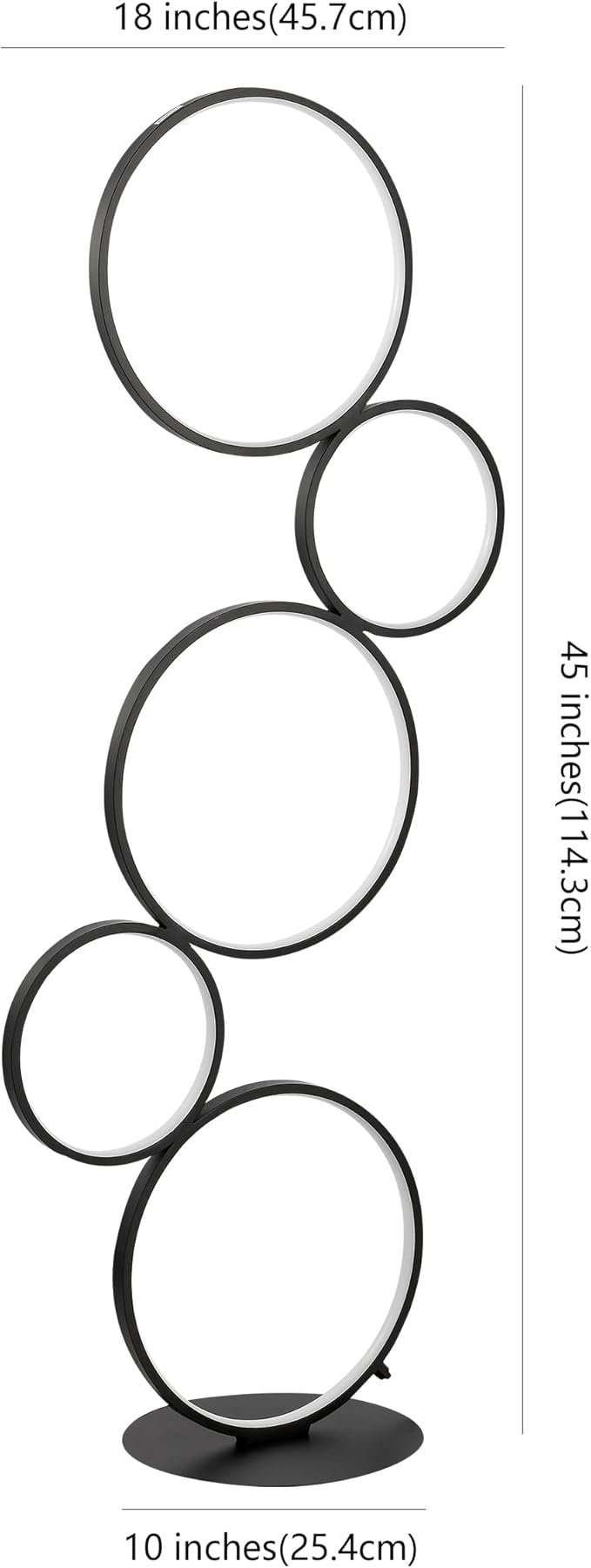 JONATHAN Y JYL7103A Pluto Stacked Circles 45" 5-Light Contemporary Modern Iron/Aluminum Integrated LED Floor Lamp Standing Reading Lamp for Bedroom Living Room Office, Black, 18.0 in