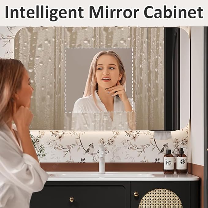 32in Bathroom Vanity - A Floating Design with Sink & Intelligent Defogging Mirror, Paired with Graceful Ambient Lighting，Our Wood-Based, Modern | Lavish Bathroom Vanity