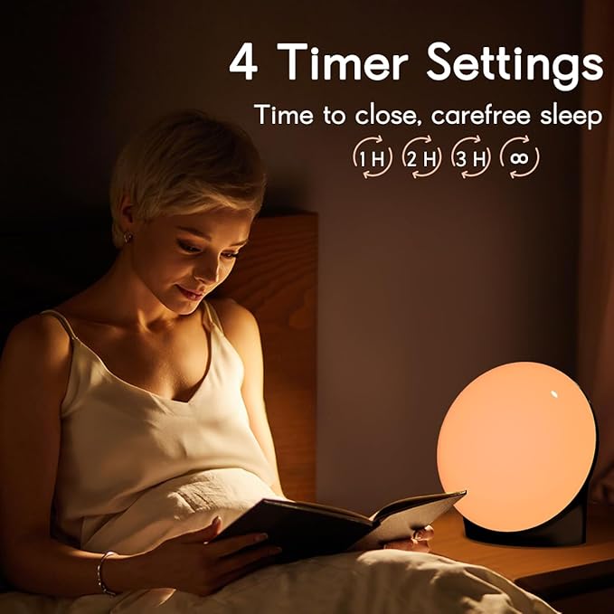 BrownNoise Electric Night Light for Baby 12 Colors Reading Lights for Indoor Use and 10 Adjustable Brightness 4 Timers for Baby Adult Kids