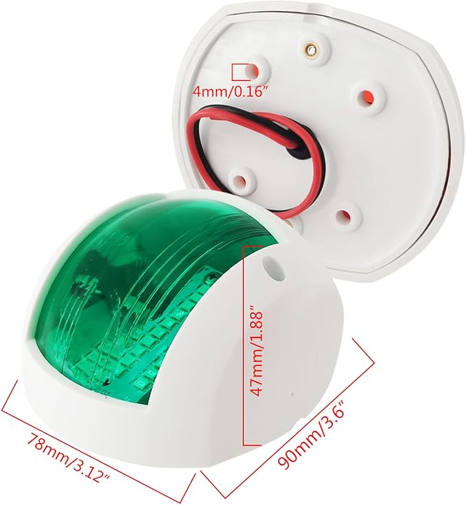 LED Navigation Side Bow Lights Plastic House Marine Boat Yacht Red & Green