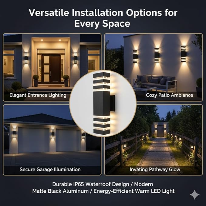 10Pack 15inch LED Up and Down Wall Lights,18W Outdoor Wall Light Aluminum Body 4000K Day White Waterproof IP65 Outside Wall Lights 1800LM Outdoor Wall Mount Lights