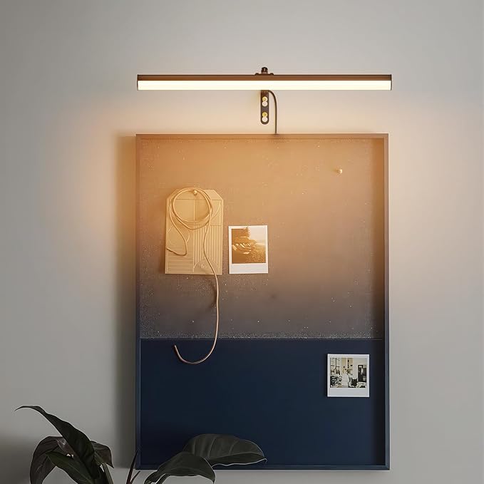 Black LED Picture Light Plug in,15.75 Inches Art Light with Remote, 3 Color Lighting, Artwork Light with in-Line On/Off Switch, Metal