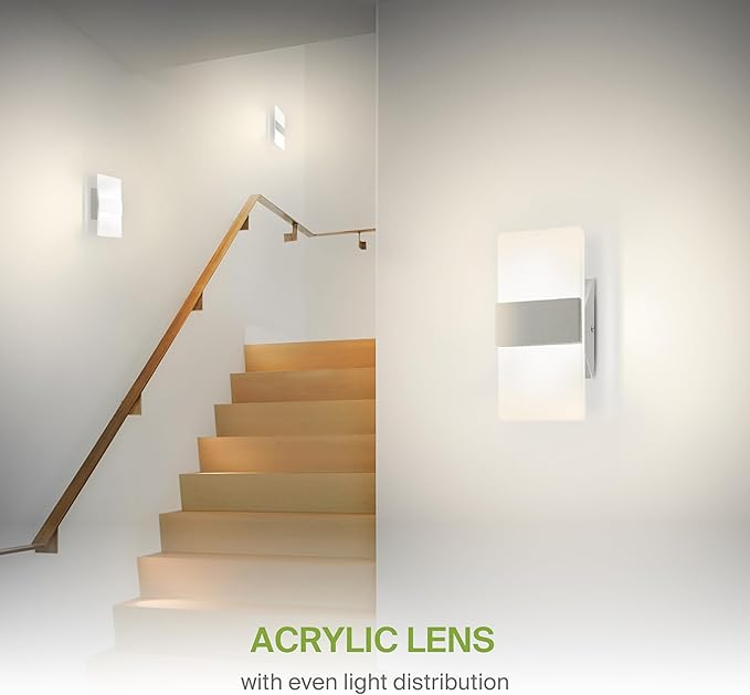 ASD LED Indoor Wall Mount Light Fixture - 8 Inch 10W Modern Interior Brushed Nickel Dimmable Wall Sconce Light - ETL 2700K-5000K Adjustable - Hallway, Bedroom LED Wall Lights
