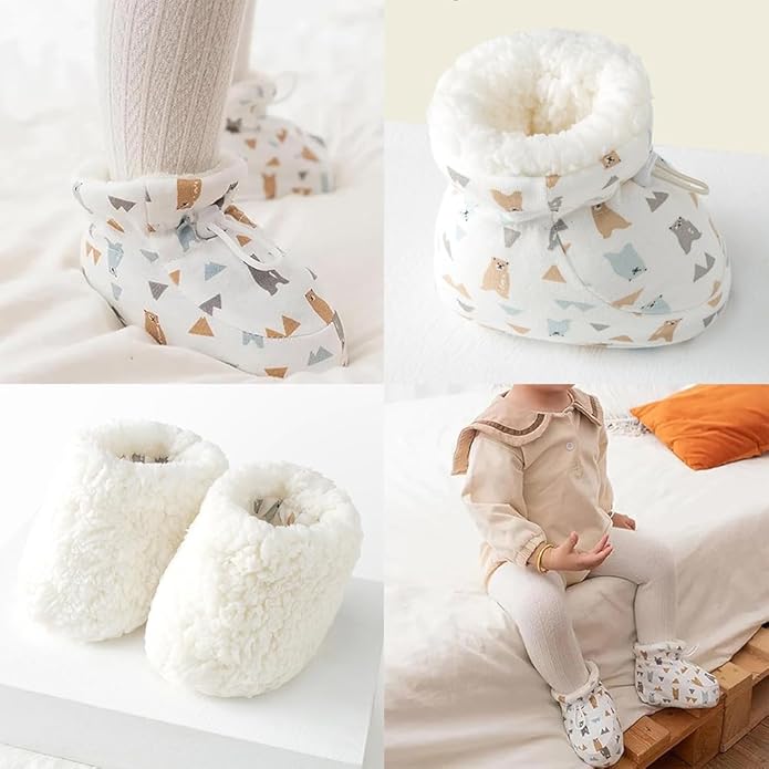 Warm Fur Baby Boots, 2024 New Warm Cozy Fleece Baby Booties, Winter Snow Anti-Slip Soft Sole Warm Sock Shoes