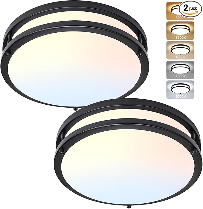 Flush Mount Ceiling Light - 2 Pack 36W 3000K/3500K/4000K/5000K/6000K Super Bright Dimmable Led Ceiling Light Fixture 12 Inch Lamp for Kitchen Hallway Bedroom Bathroom