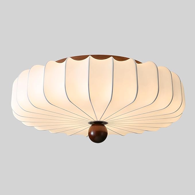 KCO Lighting Silk Semi Flush Mount Ceiling Light Fabric Flush Mount Light Fixture White Large Chandeliers Boho Bedroom Chandelier Ceiling Light Japanese Style Ceiling Lamp