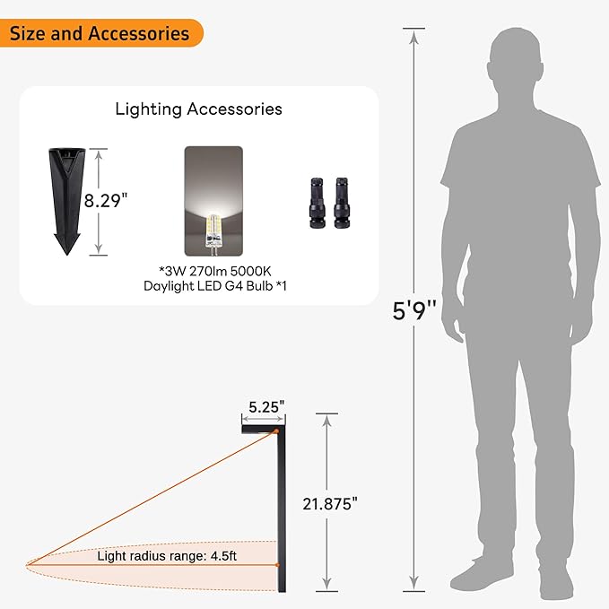 Gardenreet Brass Outdoor Garden Lights, Black Low Voltage Wired Landscape Path Lights, 12V Waterproof Bronze L Shape Pathway Lights for Walkway Sideway Patio with 3W 270LM 5000K G4 Bulb 10 Pack