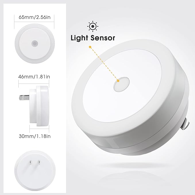 Briignite Night Light for Kids, Dynamic RGB Night Lights Color Changing, Nightlight with Light Sensors, Kids NightLights for Bedroom, Plug in Night Light for Boys, Girl NightLight, 4 Pack