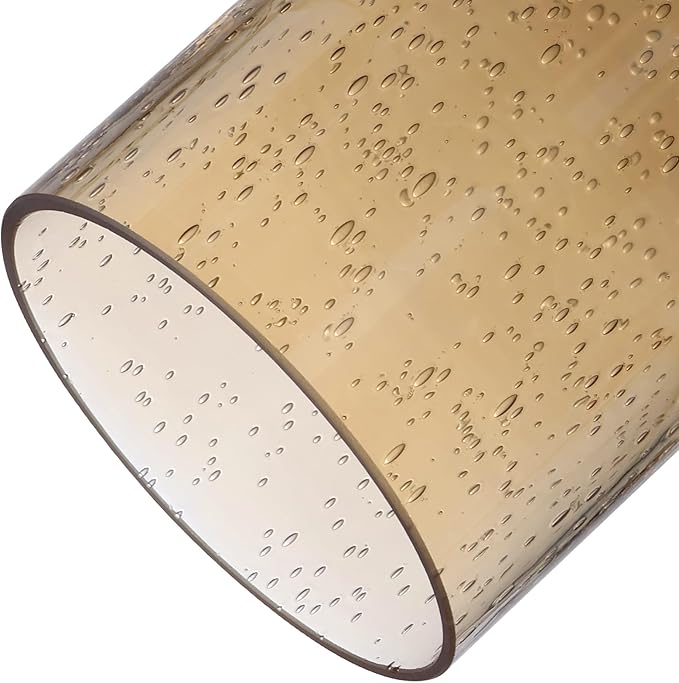 3 Pack Amber Bubble Glass Lamp Shade Replacement,4in Diameter 6in Tall, E26 Base 1-5/8 Inch Fitter, Cylinder Glass Globe Cover for Light Fixture