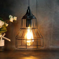 JHY DESIGN Hanging Lamp Black Battery Powered Decorative Pendant Lamp Metal Cage Battery Lamp with 6 Hours Timer for Bar Bedroom Garden Parties Patio Indoor Outdoor Living Room(Geometry)