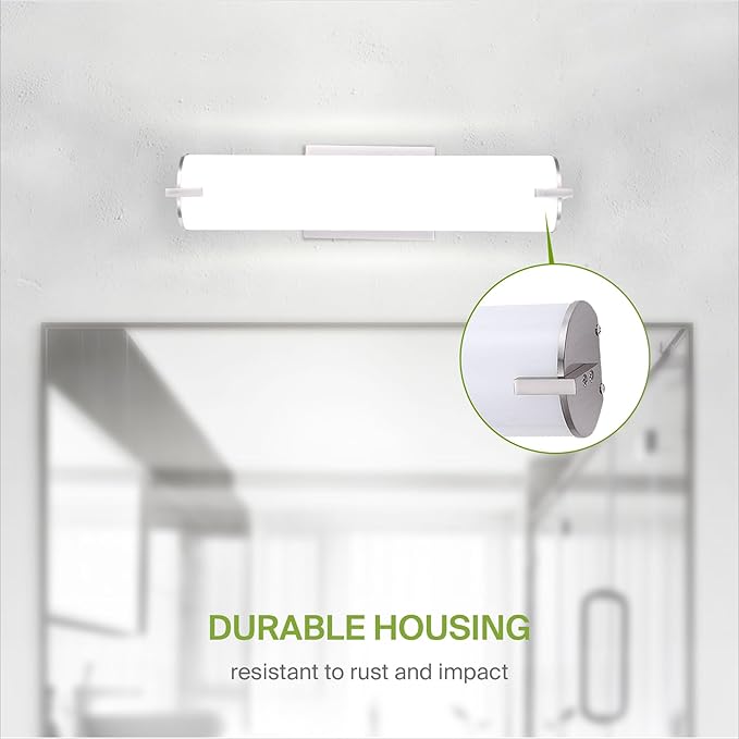 ASD LED 18" Vanity Wall Mount Light Fixture, Linear Bathroom Lighting Bar | 3CCT, Dimmable, Energy Star, ETL Listed | 20W 1500LM 3000-5000K 120V | Long Tube Bath Sconce Over Mirror | Nickel, 4 Pack
