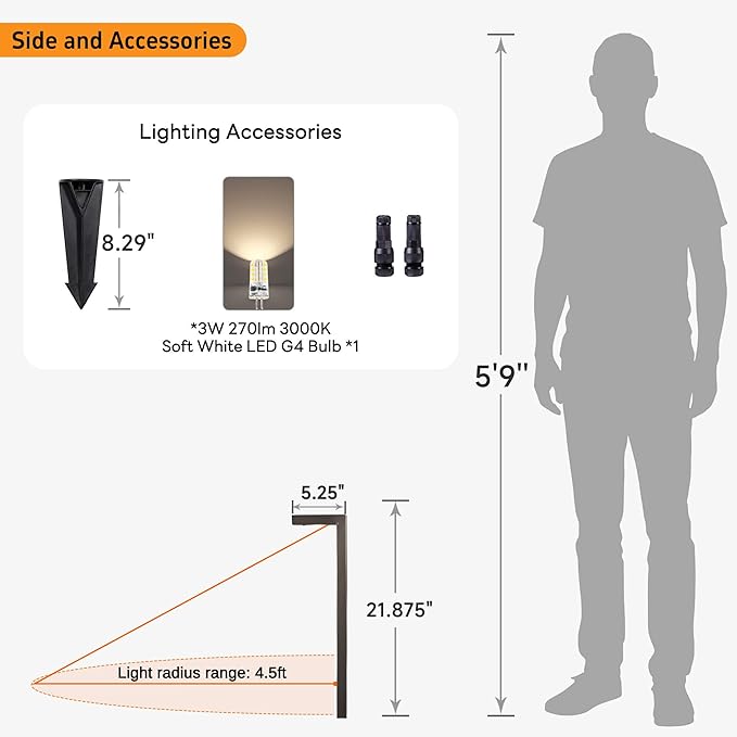 Gardenreet Solid Cast Brass Pathway Lights, 12v Landscape Path Light Outdoor Waterproof, Electric Walkway Lights Wired, L-Shape Antique Bronze Garden Lawn with 3W 3000K Soft White G4 Bulb (6 Pack)