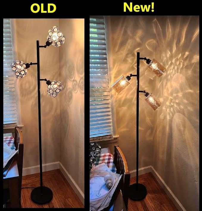 3 Pack Amber Hammered Glass Lamp Shade Replacement, 1-5/8 Inch Fitter, 6-1/16" Tall, Water Ripple Cylinder Glass Lighting Fixture Lampshade Globe Cover for Chandelier Pendant Light Wall Sconce