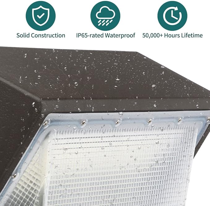 kadision 60W LED Wall Pack Light with Photocell, 7800lm 5000K Daylight 100-277V, Waterproof Dusk-to-Dawn Outdoor Lighting Fixture, ETL Listed (4 Pack)