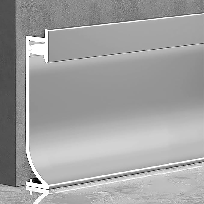 LED Aluminium Metal Baseboard Trim, Matte Silver 26Pcs 40mm x 2500mm 1.57" x 8.2' Total 213.3 ft LED Light Aluminum Wall Base Board Cover Molding Skirting Trim, Embedded Installation Downlight