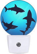 Plug-in Floating Sharks Night Light Ocean Blue Nightlight with Dusk to Dawn Sensor, Auto On/Off 0.5W Energy-Saving LED Lighting for Men Women Boys Girls Gift