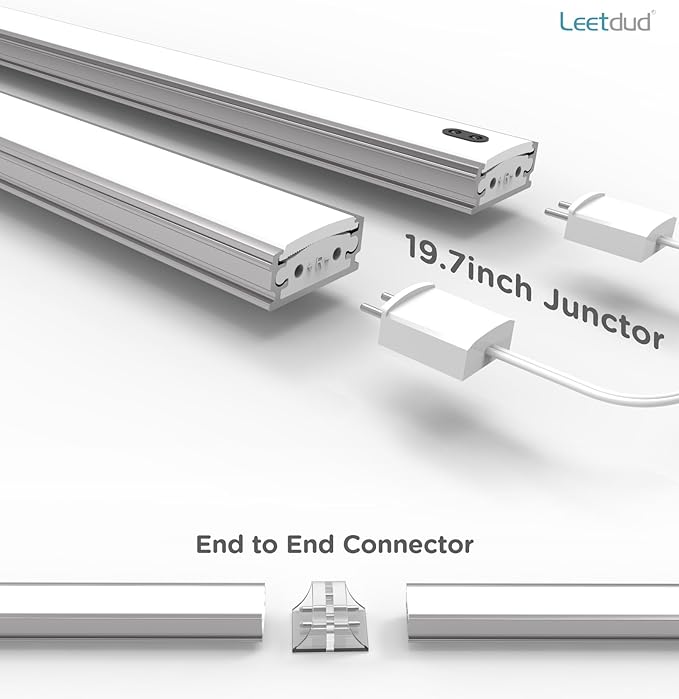 Hand Wave Under Cabinet LED Lighting Plug in, 20 Inch 2 Pcs Dimmable Linkable Ultra Thin Aluminum Alloy Housing, 4000K Natural White Motion Sensor Counter Lights for Kitchen, Shelf, Cupboard